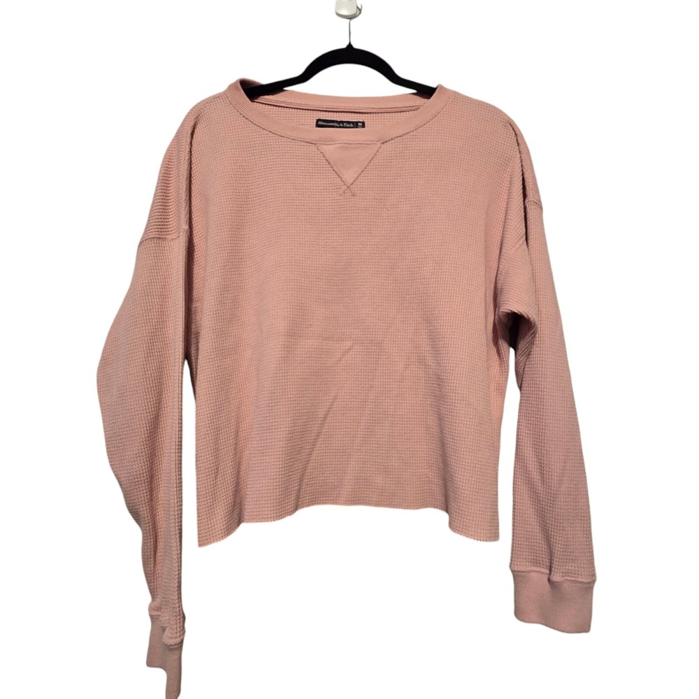 Abercrombie & Fitch Waffle Knit Top MED Thermal Pink Fairy Cottagecore Boho
